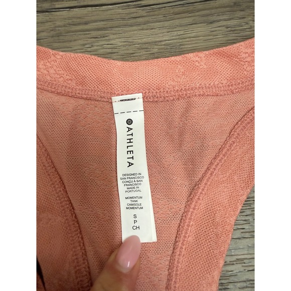 Athleta Momentum Tank Top Women's Small Coral Pink Floral Jacquard Athletic - Picture 4 of 7